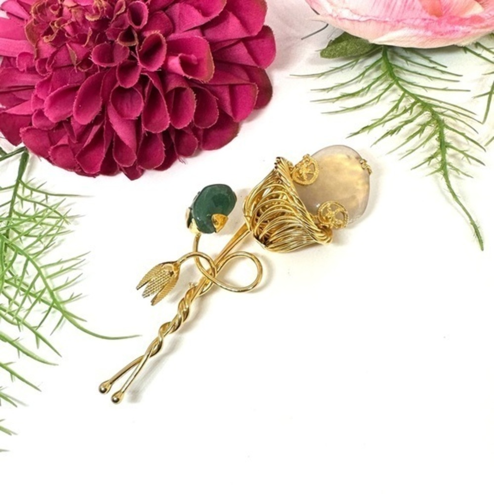 VINTAGE⚜️RARE ALICE CAVINESS Gemstone Floral Brooch